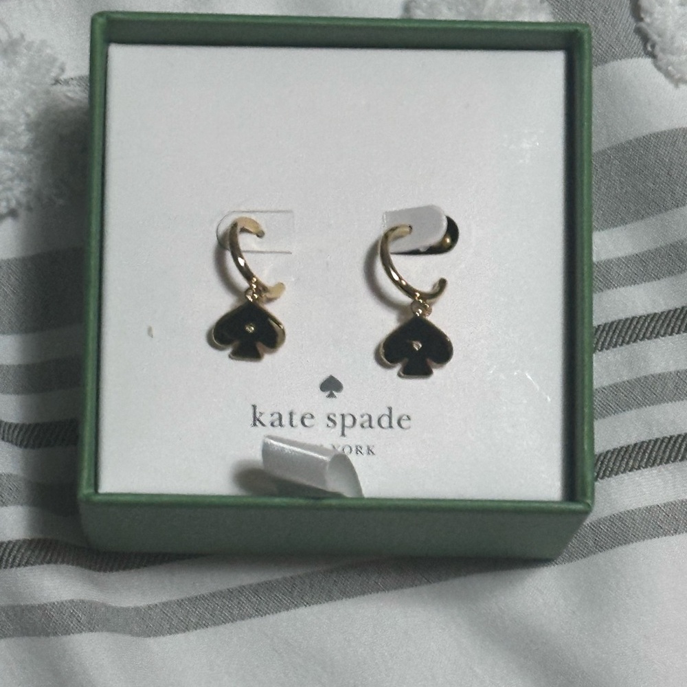 Kate Spade Gold and Black Spade Earrings